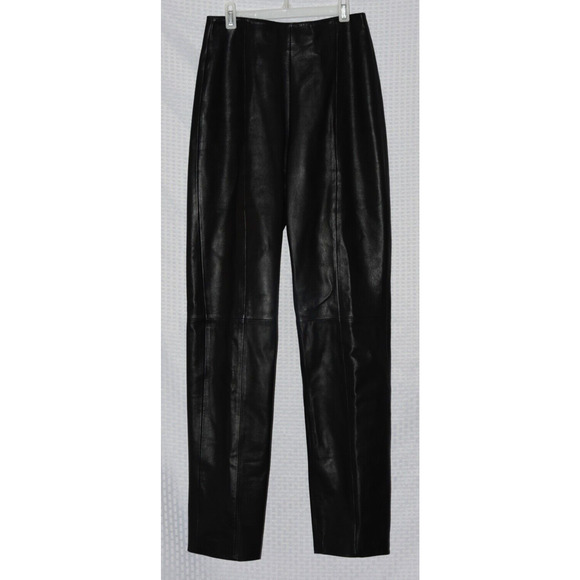 Vintage MCM Michael Hoban South Beach Black Leather High Waisted Pants Size 6 - Picture 1 of 4